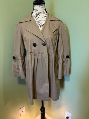Women's Khaki Double-Breasted Trench Coat